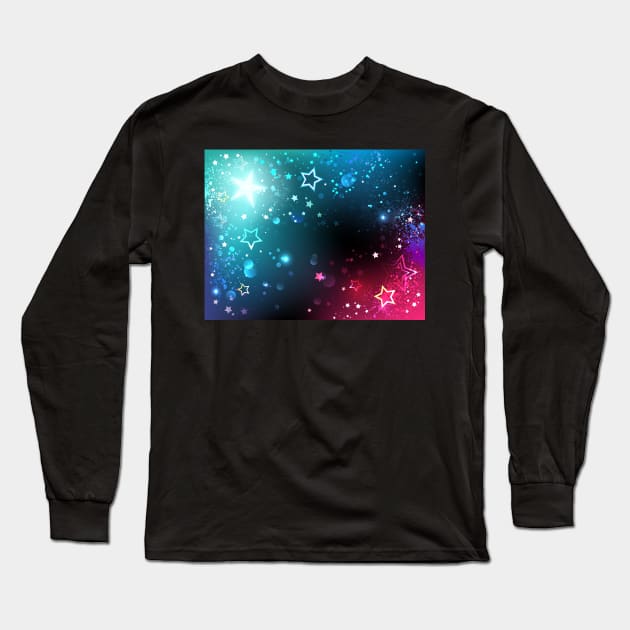 Bright space background with stars. Long Sleeve T-Shirt by Blackmoon9